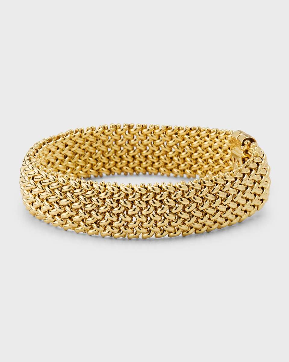 18K Yellow Gold Via Ornato Chicco Chain Bracelet, 14mm